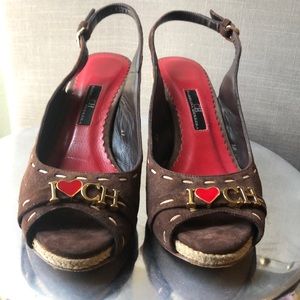 Carolina Herrera brown suede espadrille